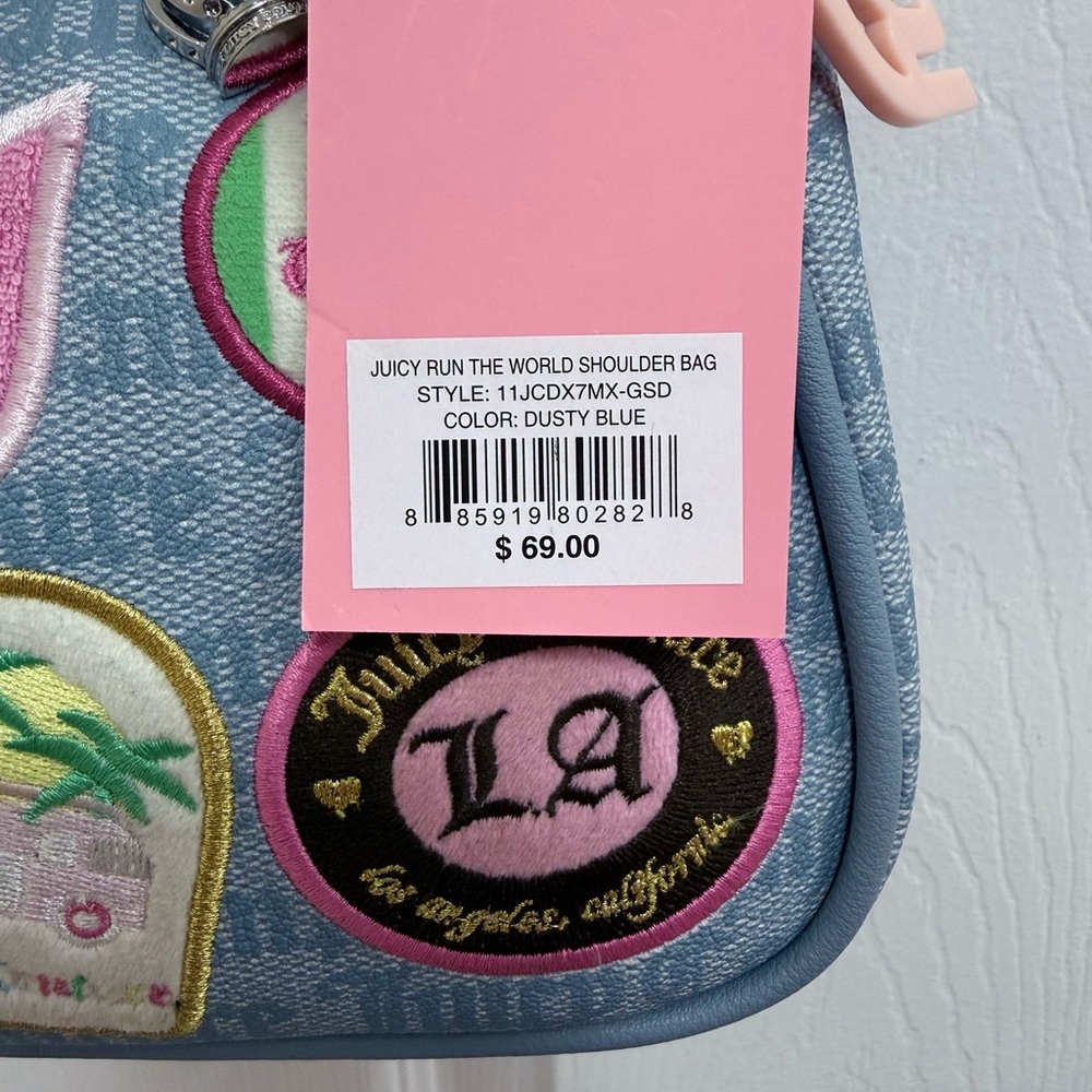 NWT Juicy Couture Juicy Run The World Shoulder Bag in Dusty Blue - Picture 2 of 4